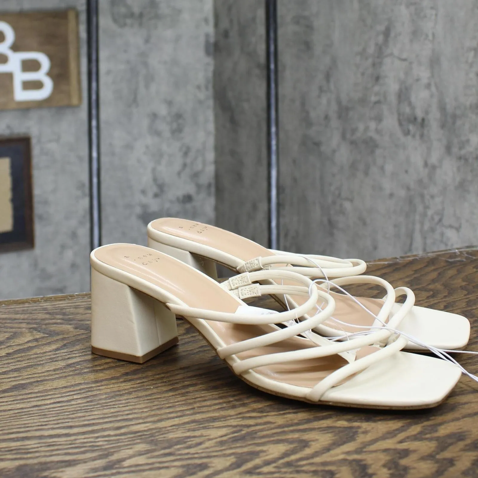 A New Day Women's Blakely Mule Heels with Memory Foam Insole Cream Off White 10M