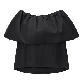 Adore Off-Shoulder Taffeta Top - Black