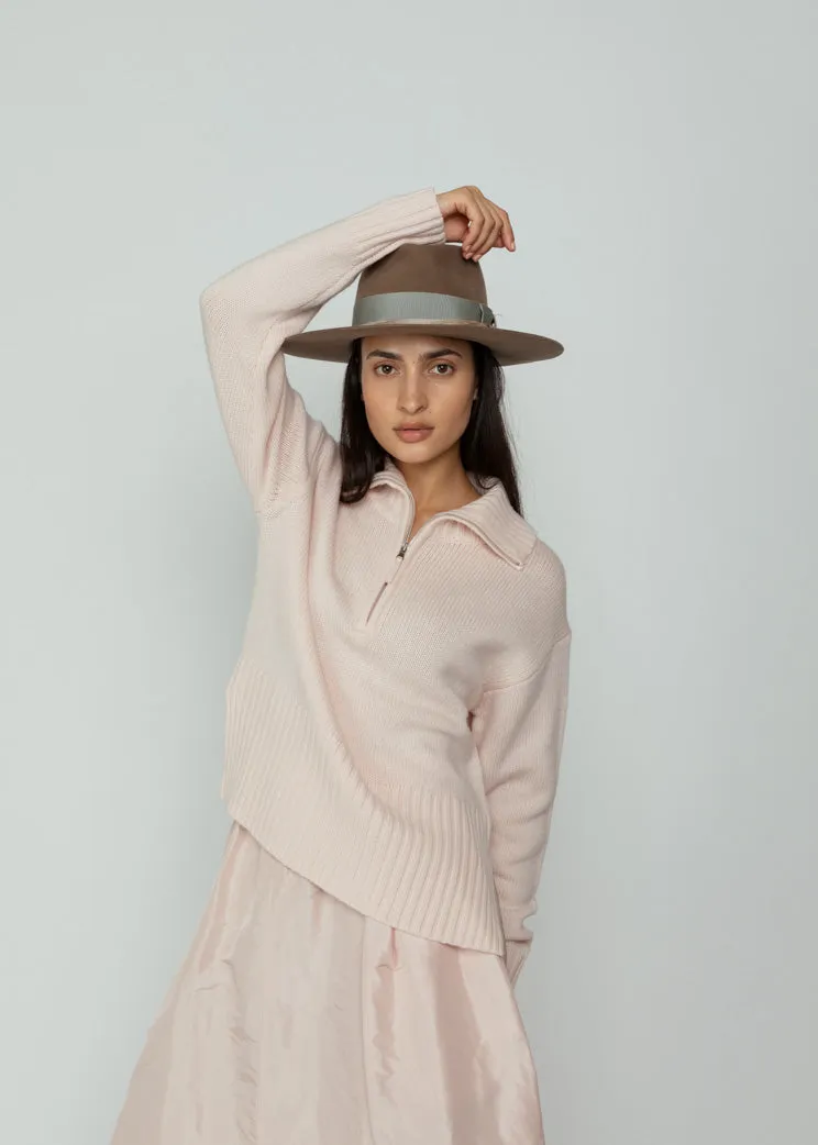 Allude Delicate Wool Cashmere Troyer Sweater