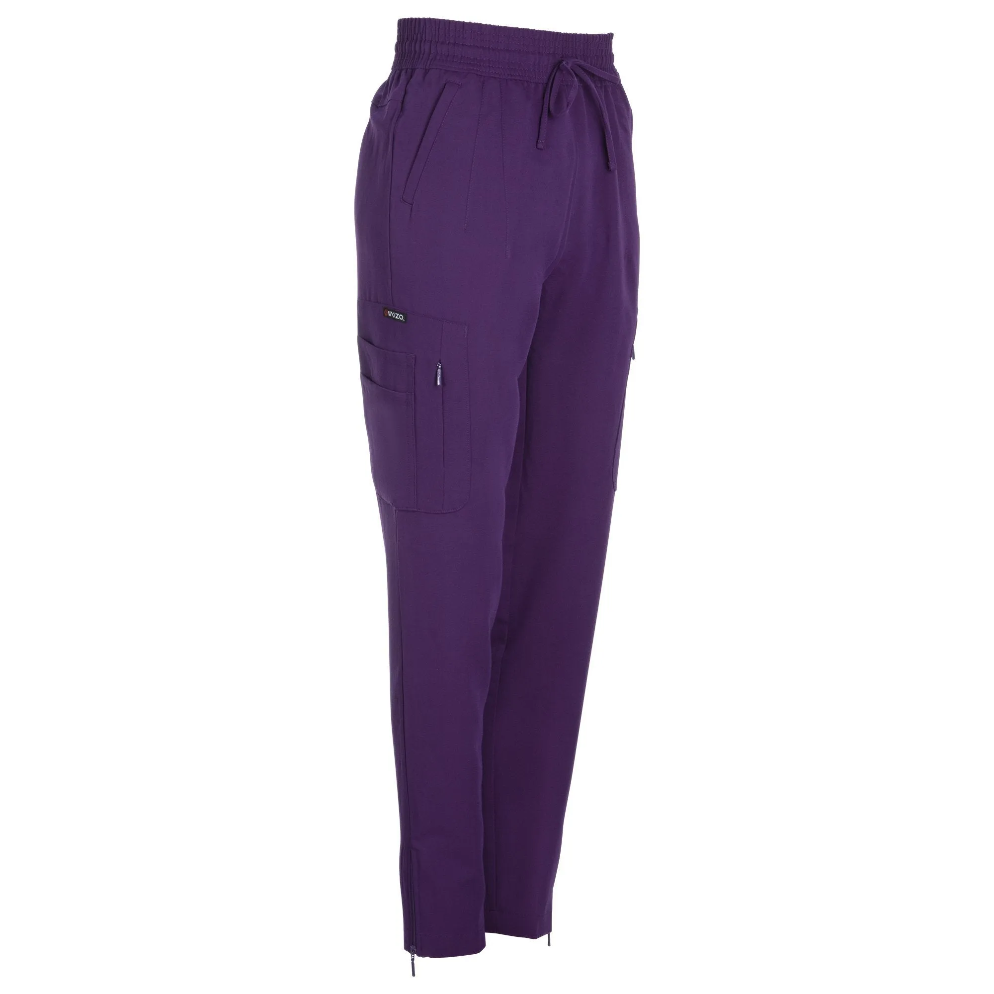 Antimicrobial Lisa Slim-Fit 8-Pocket Jogger  Pants By Wozo   XXS-5XL  / EggPlant