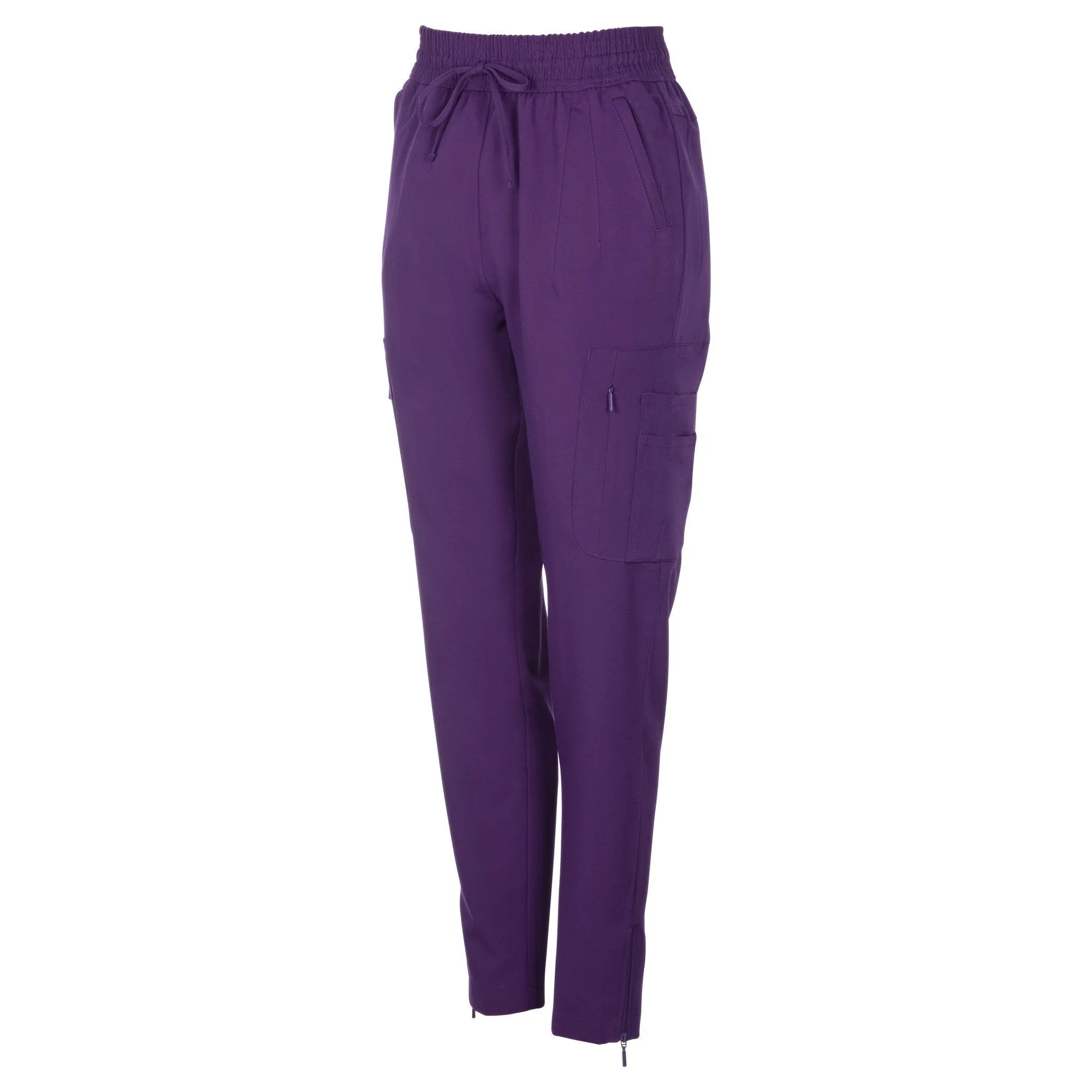 Antimicrobial Lisa Slim-Fit 8-Pocket Jogger  Pants By Wozo   XXS-5XL  / EggPlant