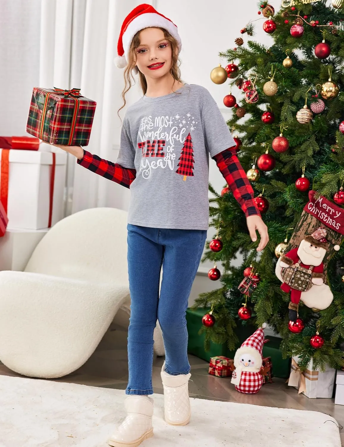 Arshiner Girls Christmas Halloween Long Sleeve Graphic Top