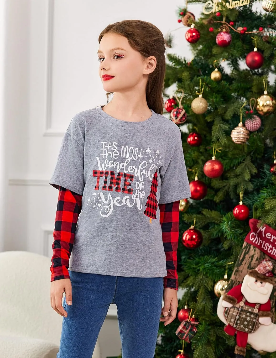 Arshiner Girls Christmas Halloween Long Sleeve Graphic Top