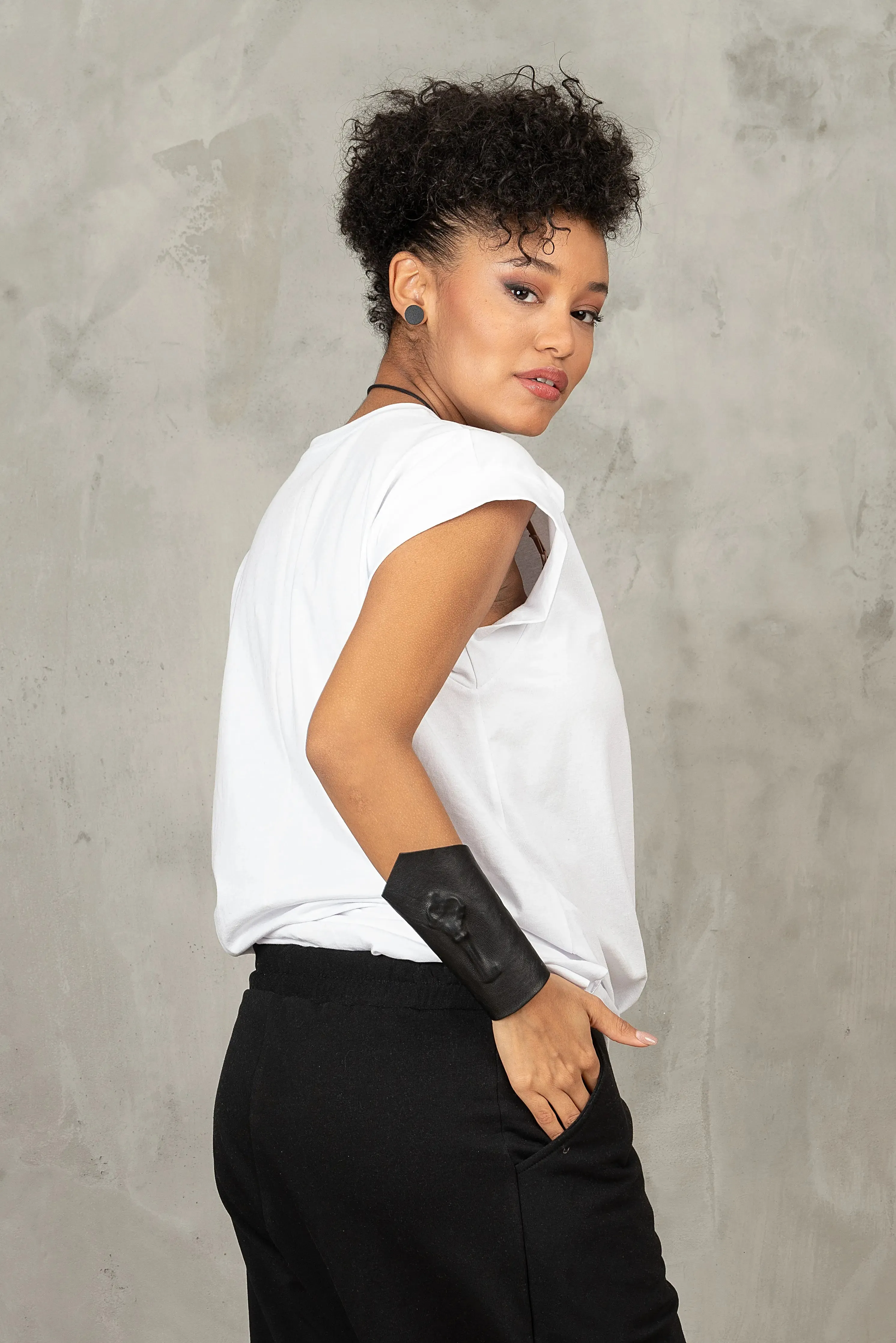 Asymmetrical White Women's Top
