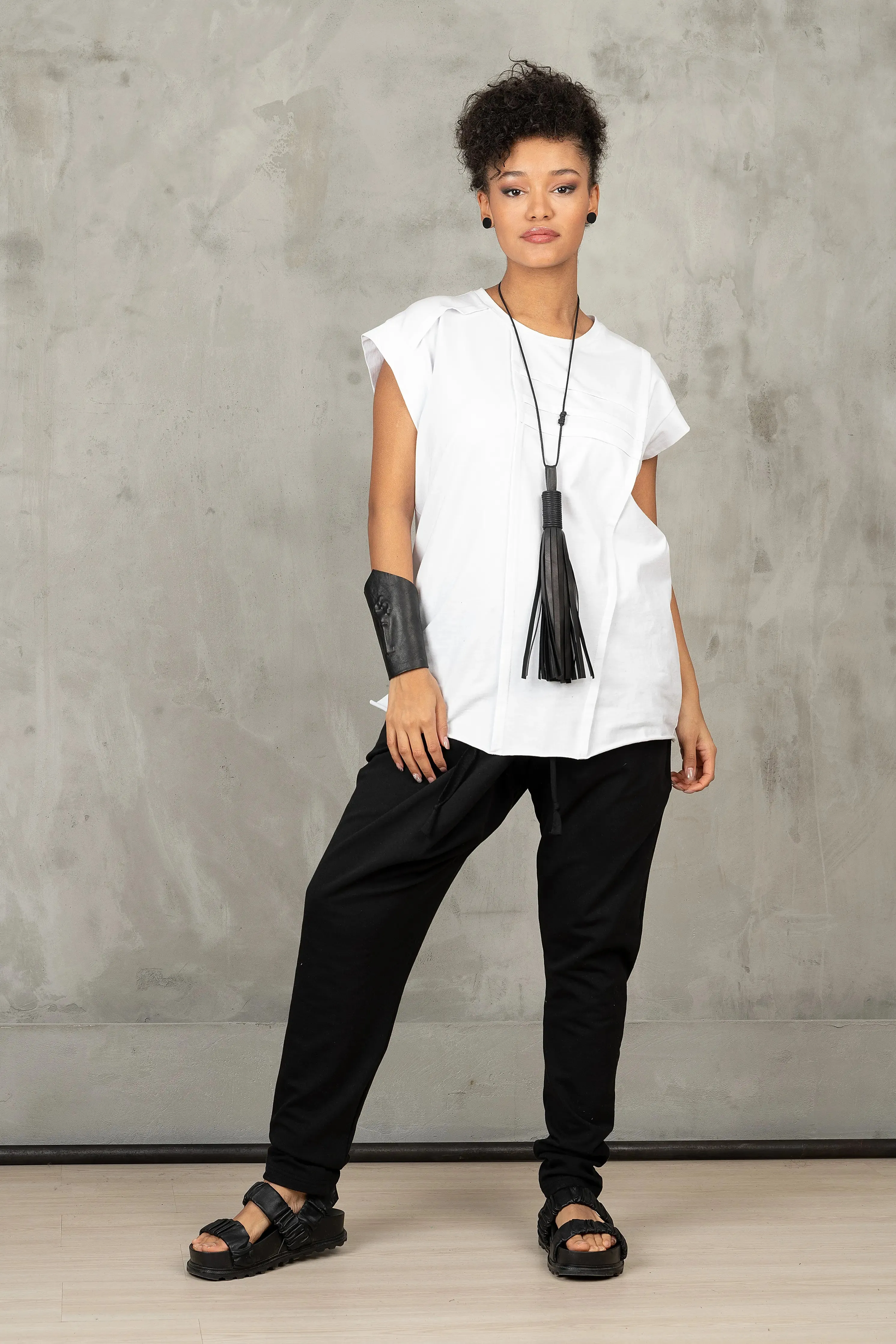 Asymmetrical White Women's Top