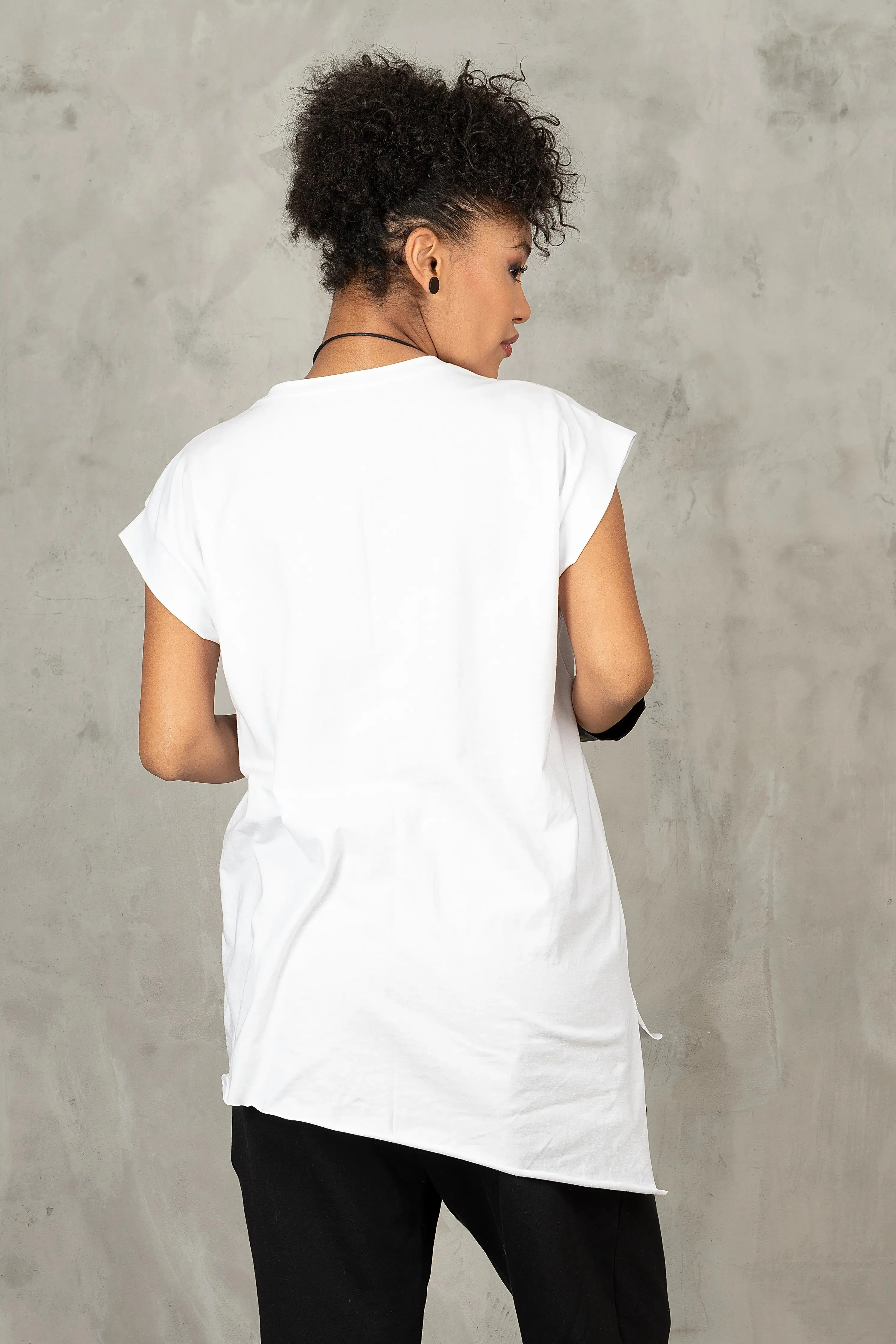 Asymmetrical White Women's Top