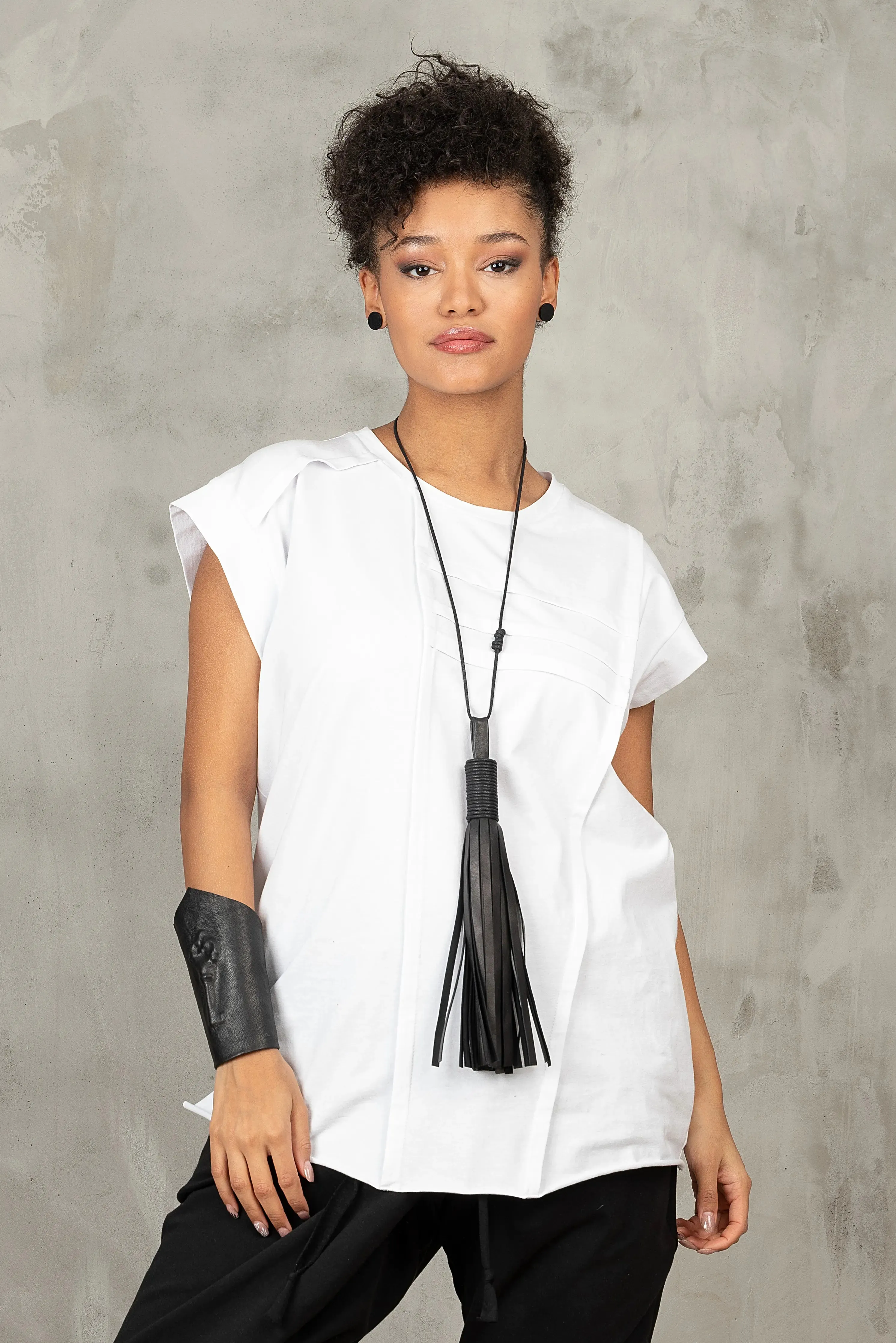 Asymmetrical White Women's Top