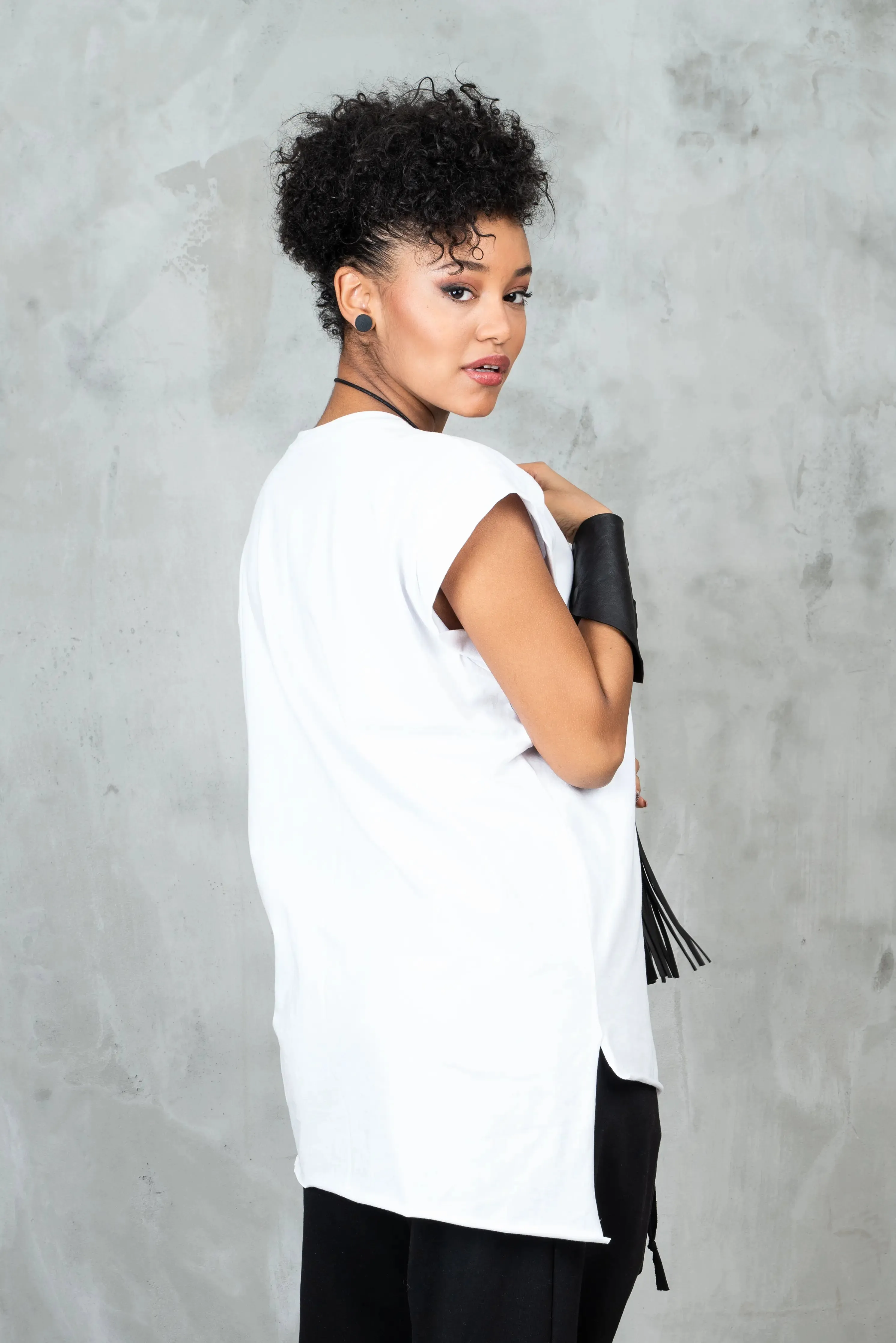 Asymmetrical White Women's Top