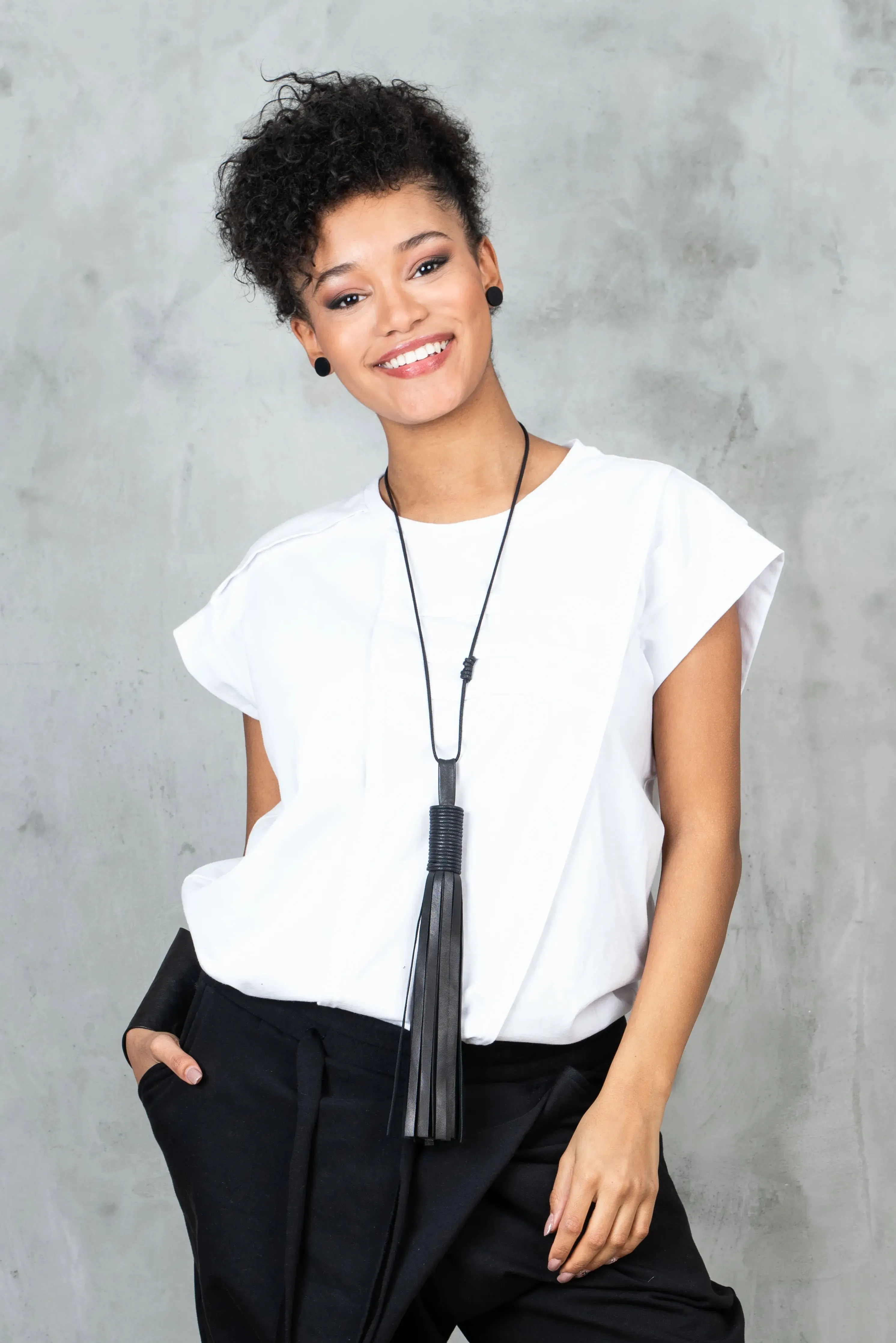 Asymmetrical White Women's Top