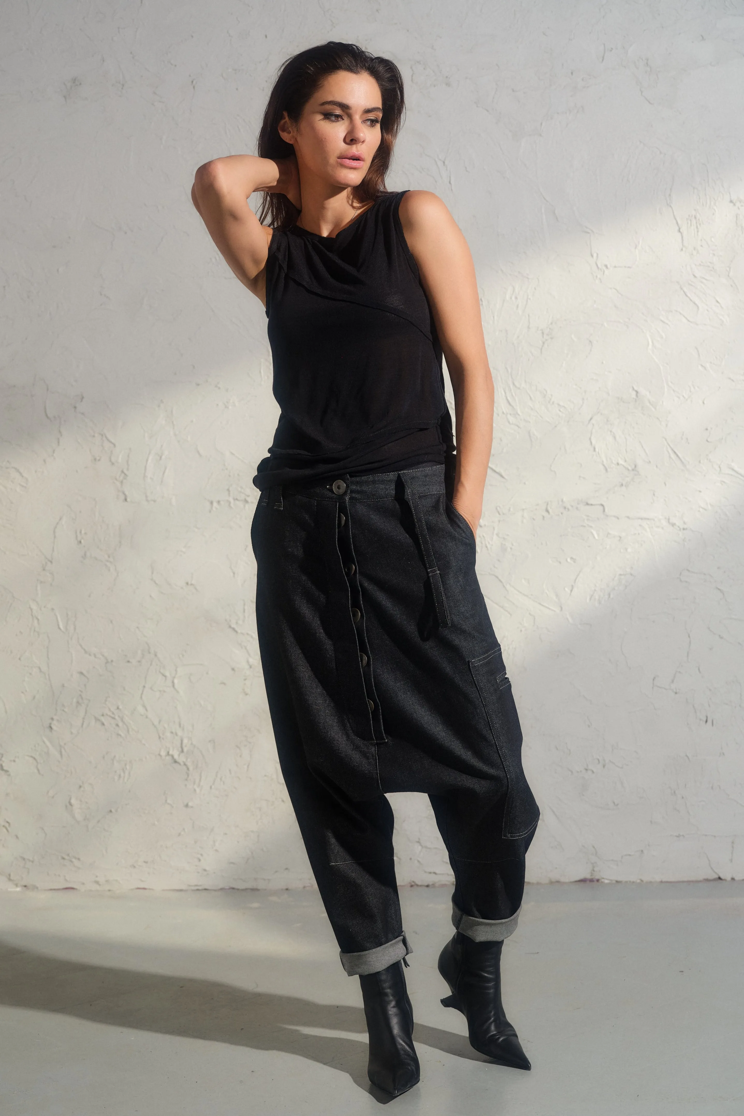 Avant garde denim baggy pants