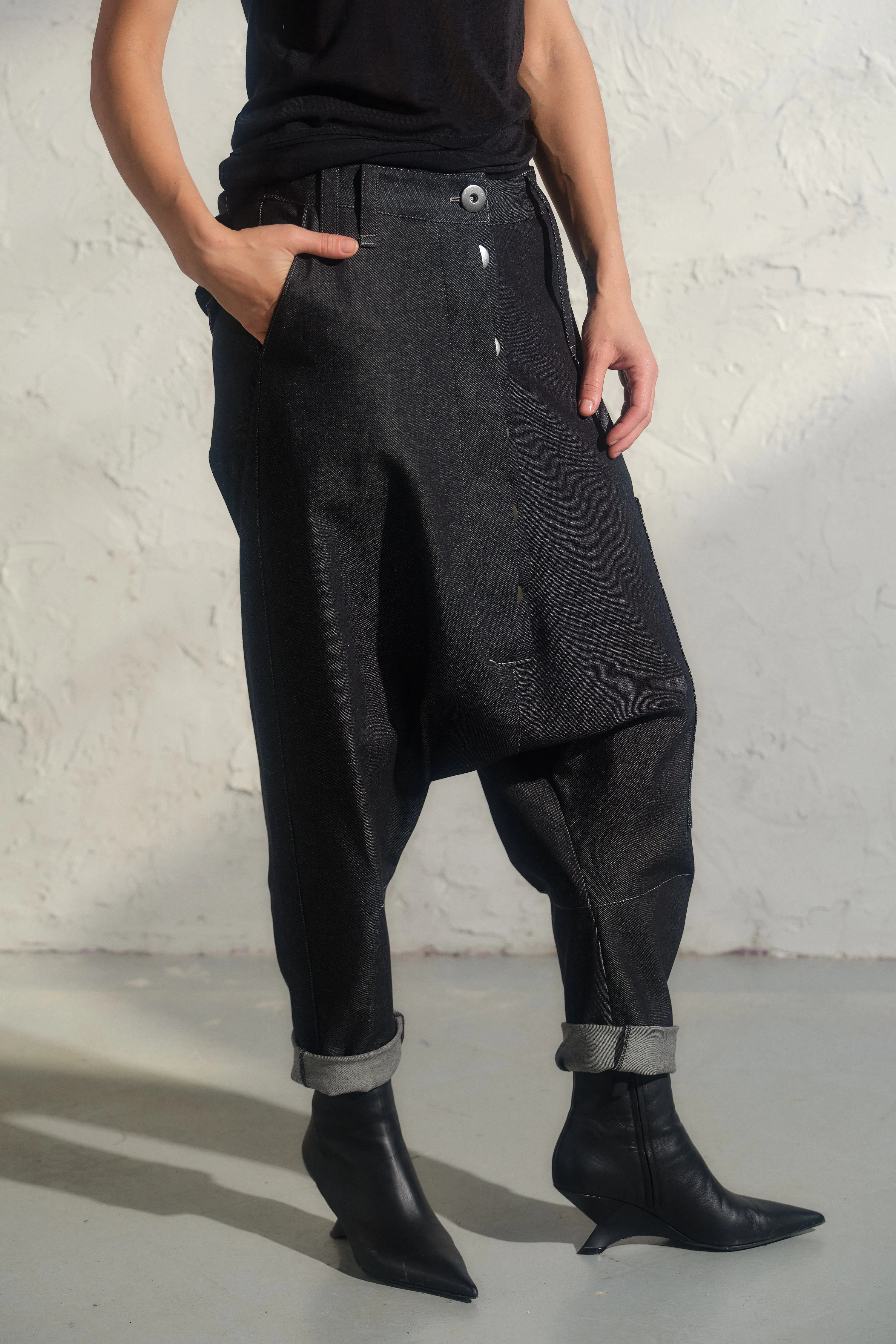 Avant garde denim baggy pants