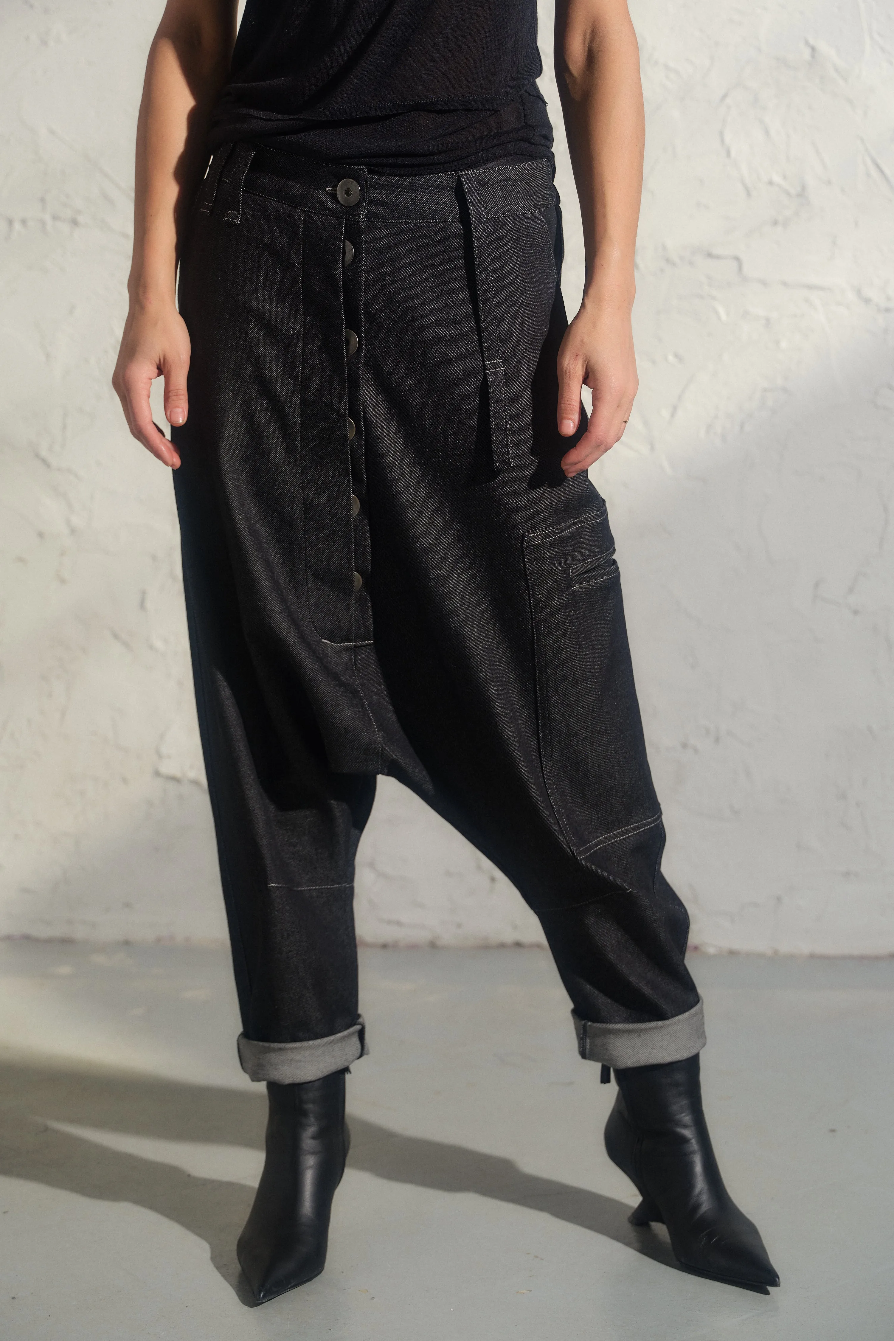 Avant garde denim baggy pants