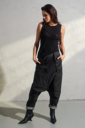 Avant garde denim baggy pants