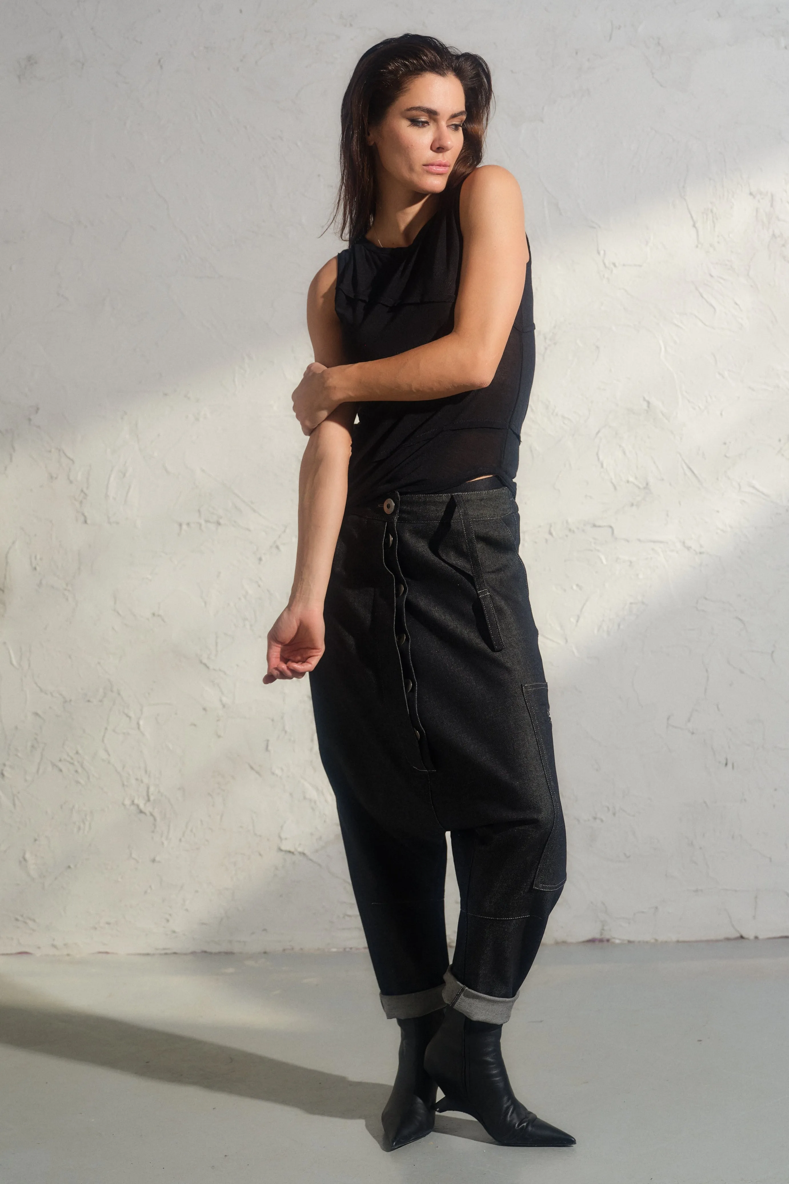 Avant garde denim baggy pants