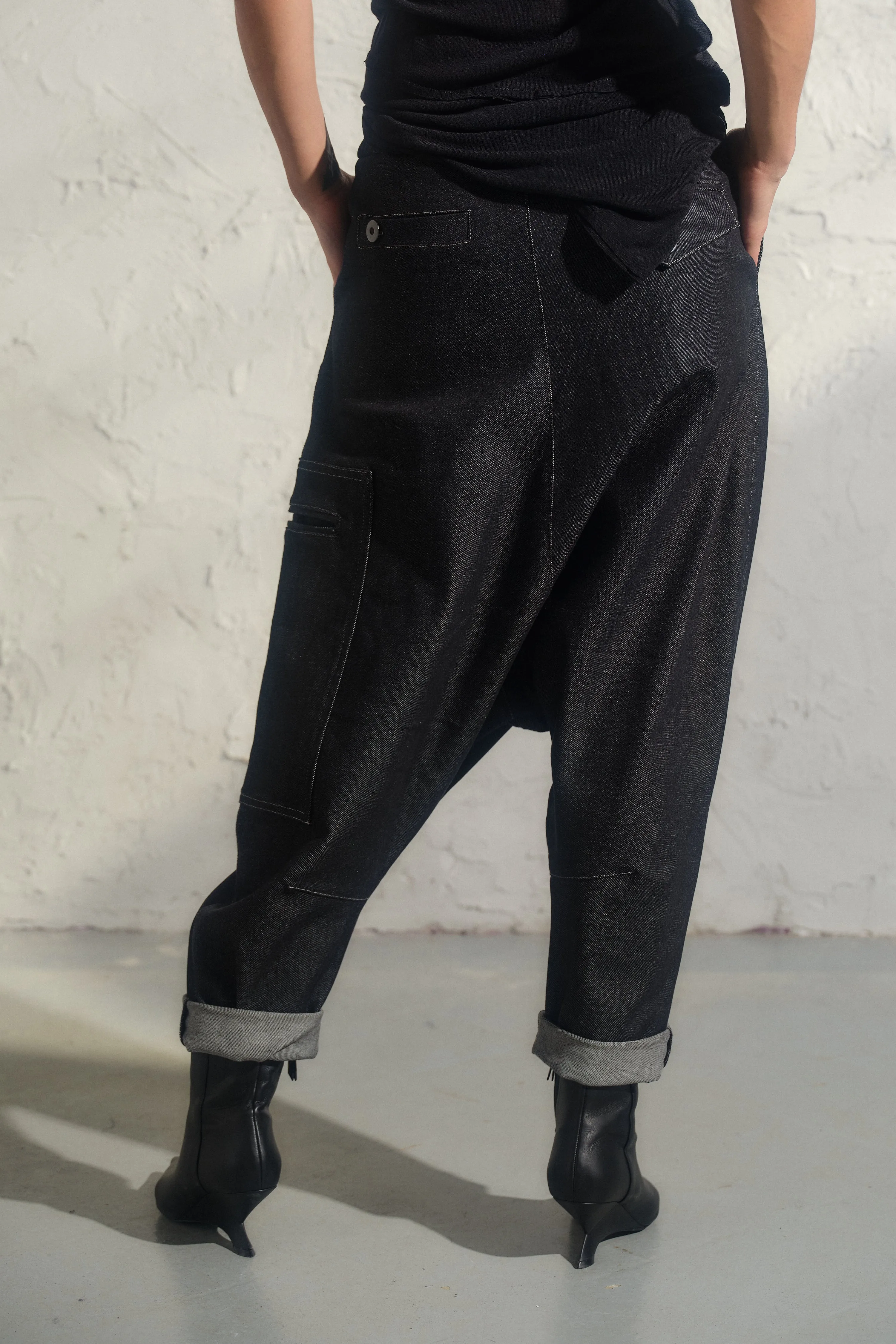 Avant garde denim baggy pants