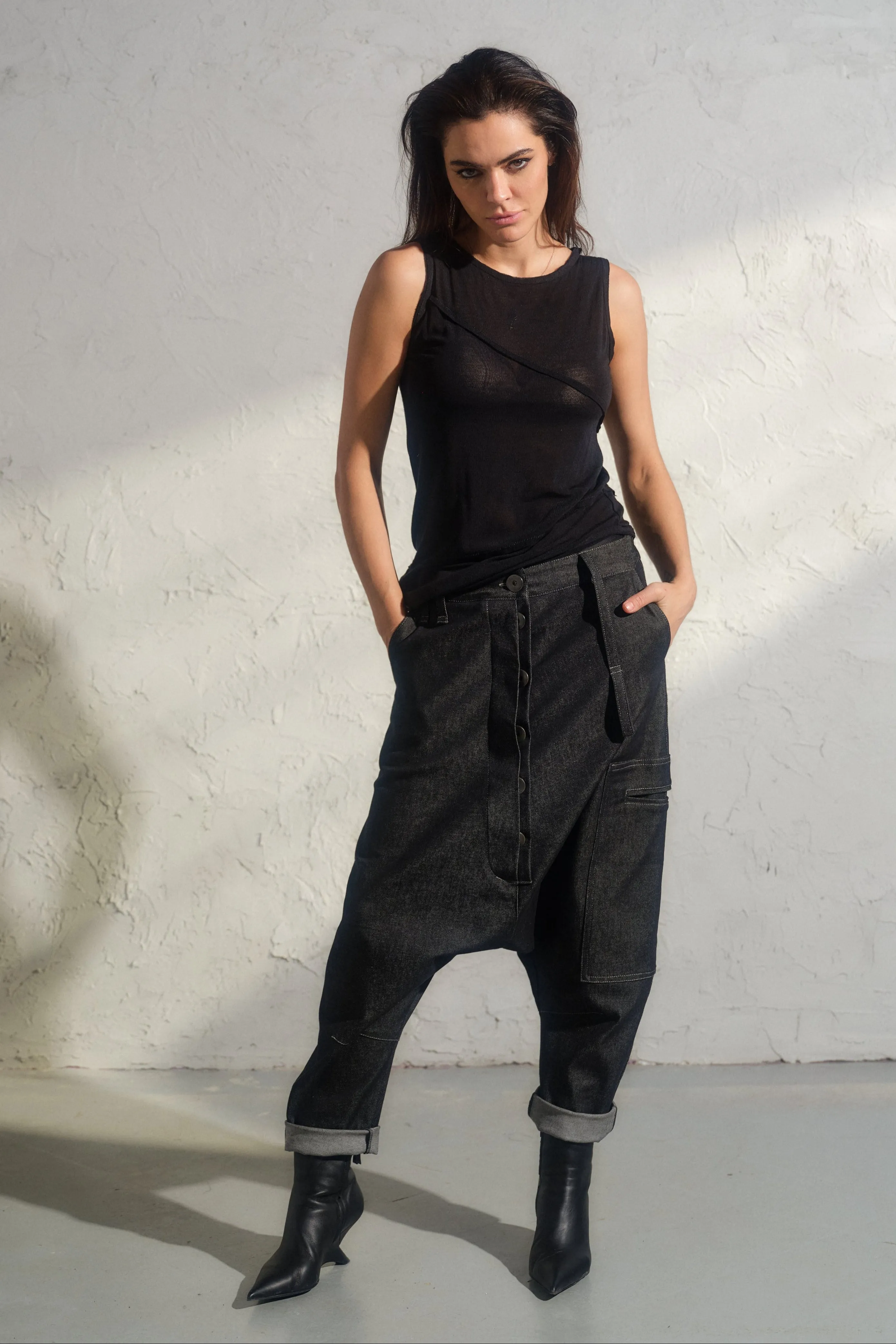 Avant garde denim baggy pants