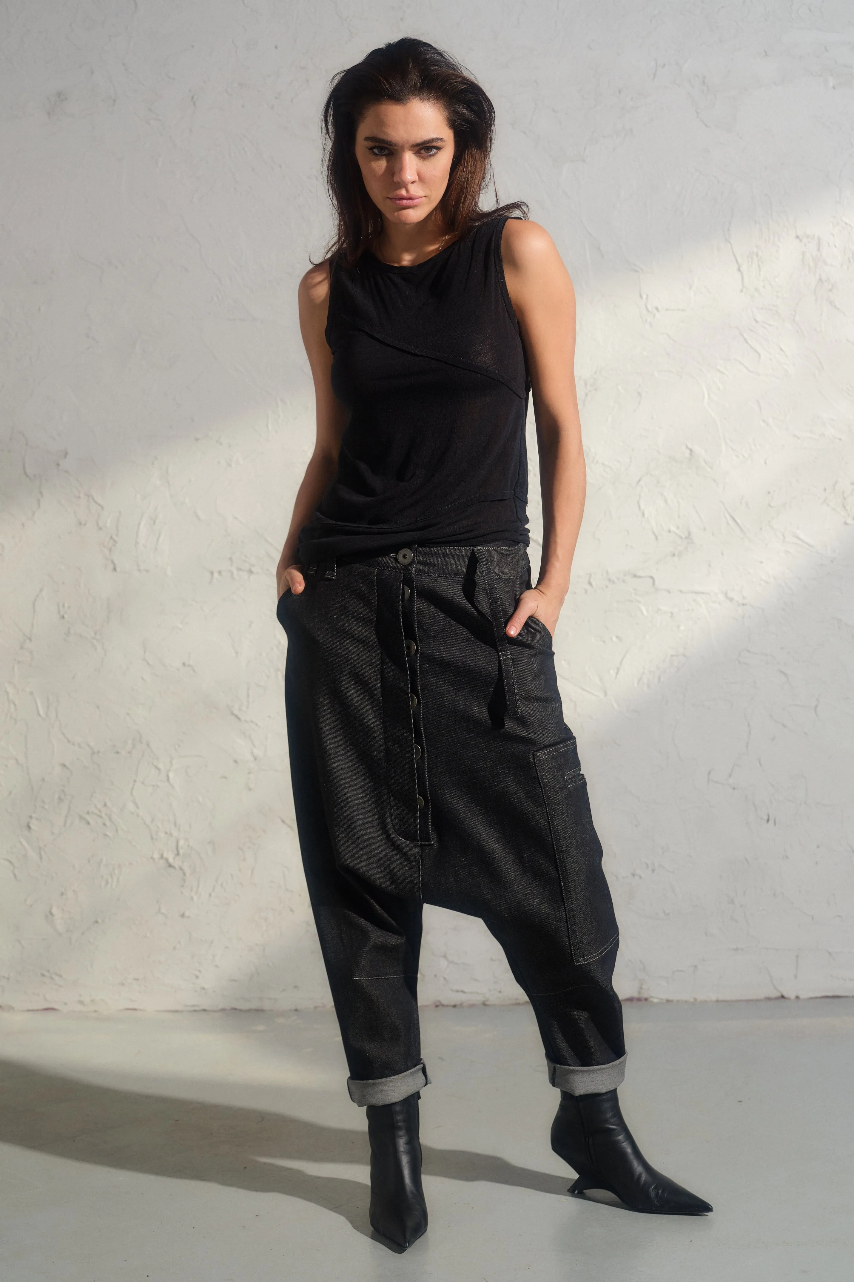 Avant garde denim baggy pants