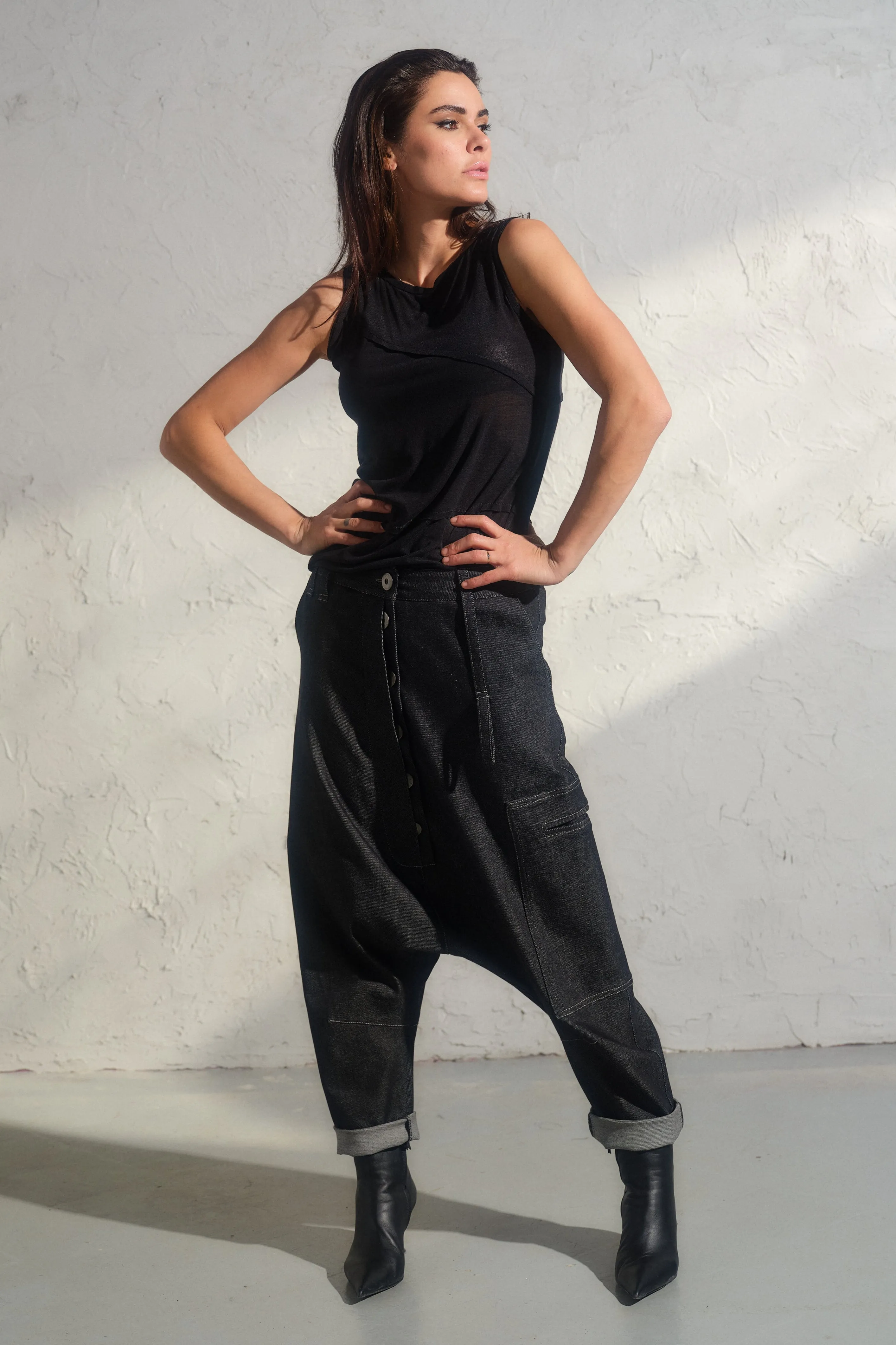 Avant garde denim baggy pants