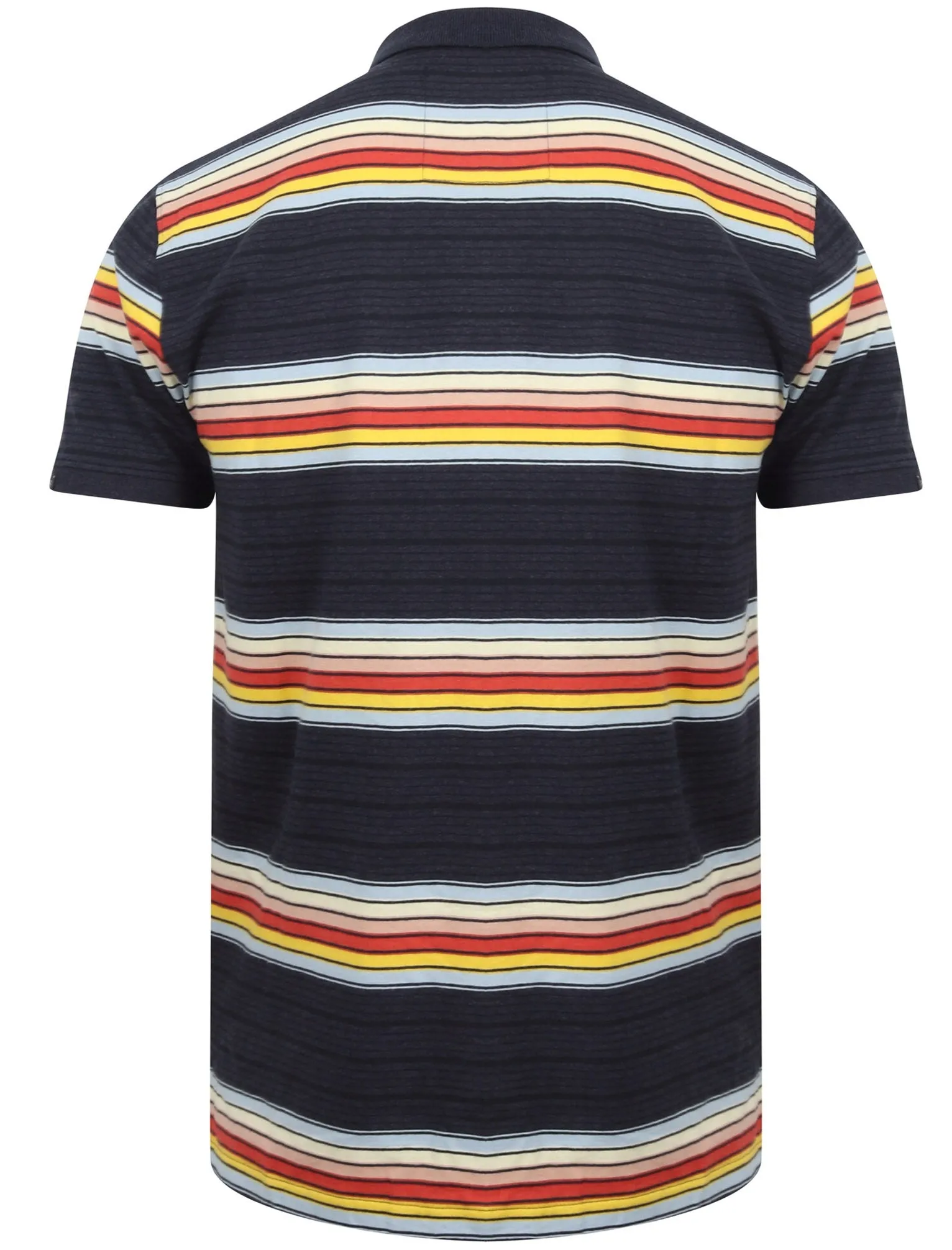 Bakersfield Striped Cotton Jersey Polo Shirt in Medieval Blue Marl - Tokyo Laundry