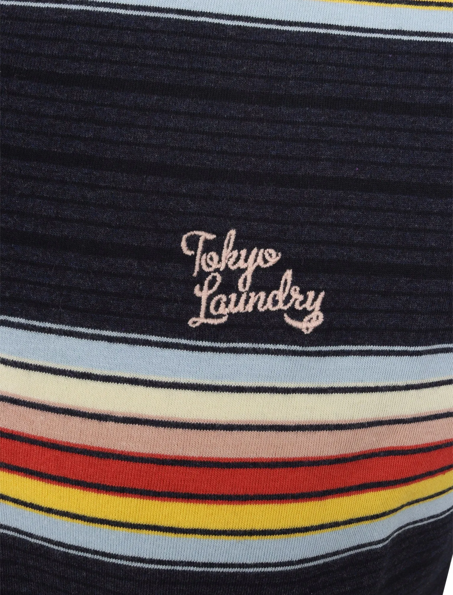 Bakersfield Striped Cotton Jersey Polo Shirt in Medieval Blue Marl - Tokyo Laundry