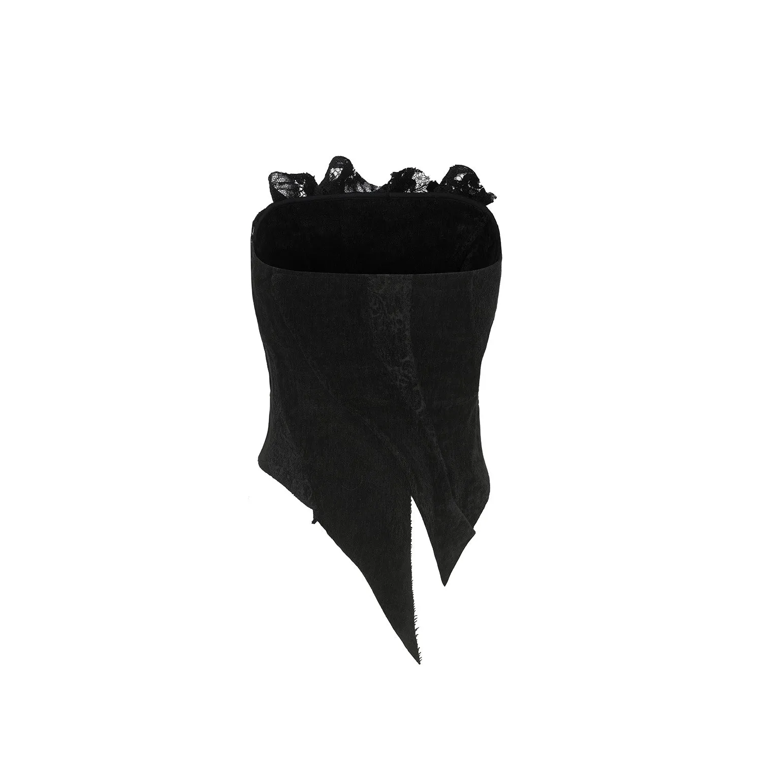Black Flower Button Lace Tube Top