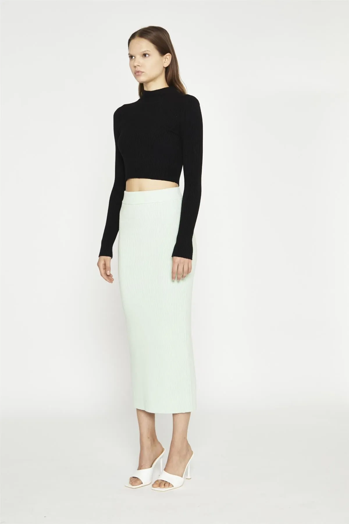 Black Long-Sleeve High-Neck Top