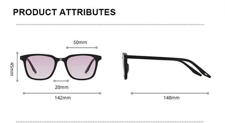 Black Mask Unisex Full Rim Square Acetate Gradient Sunglasses 9020
