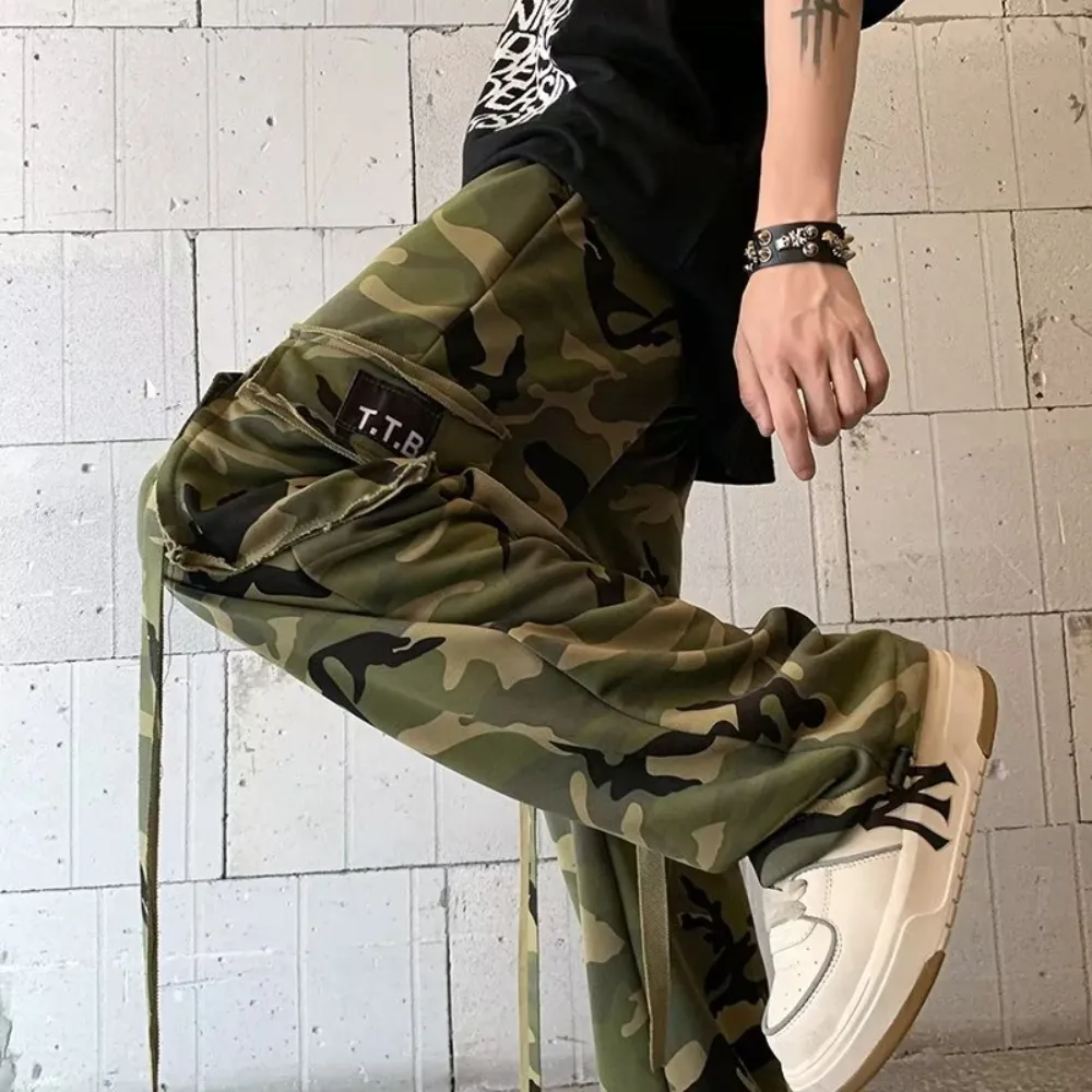 Camouflage Color Contrast Cargo Pants