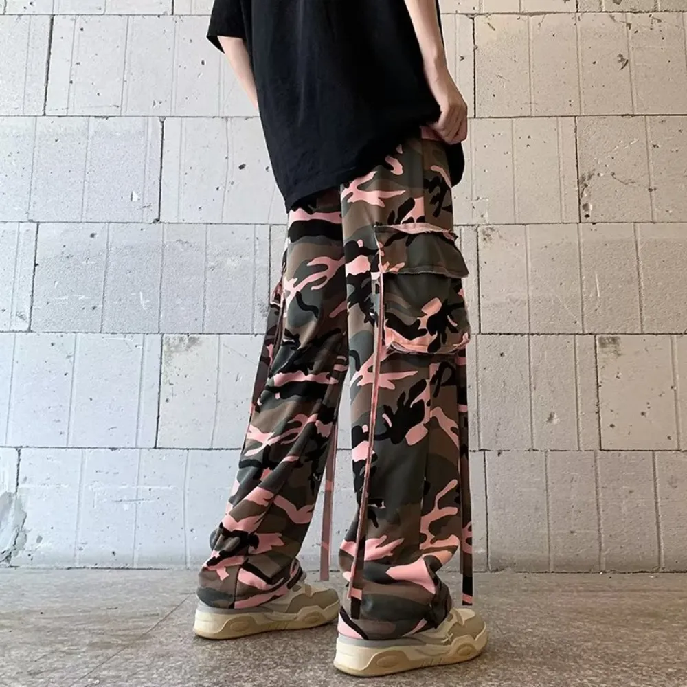 Camouflage Color Contrast Cargo Pants