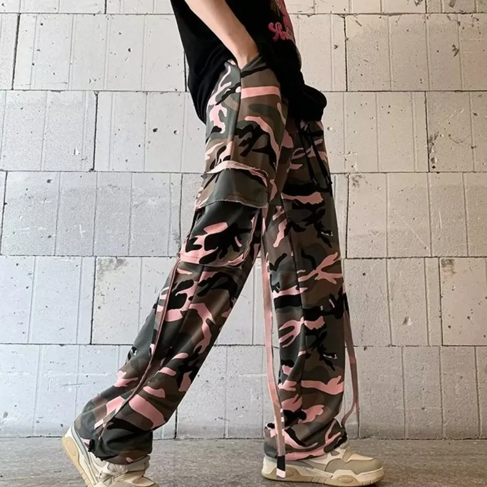 Camouflage Color Contrast Cargo Pants