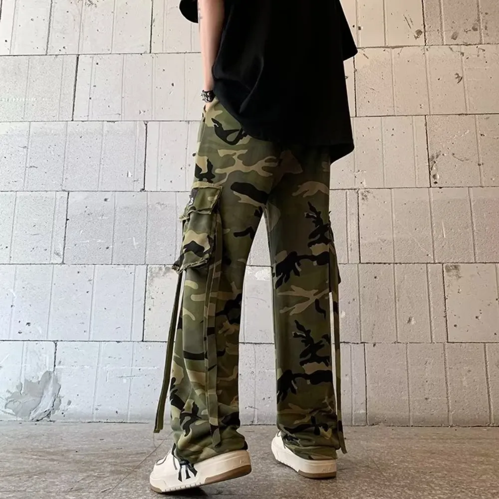 Camouflage Color Contrast Cargo Pants