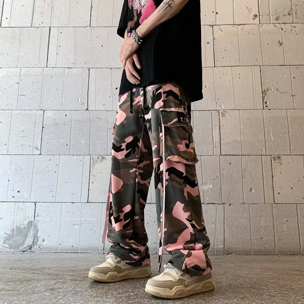 Camouflage Color Contrast Cargo Pants