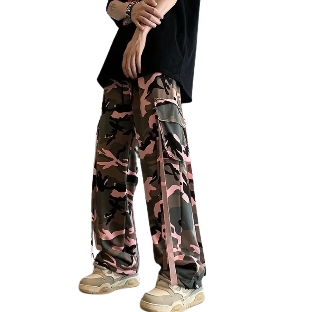Camouflage Color Contrast Cargo Pants