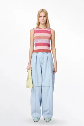 Cara Striped Sleeveless Top in Cotton Knit