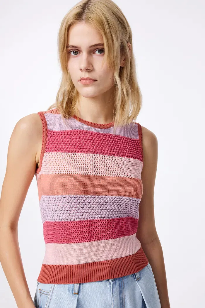 Cara Striped Sleeveless Top in Cotton Knit