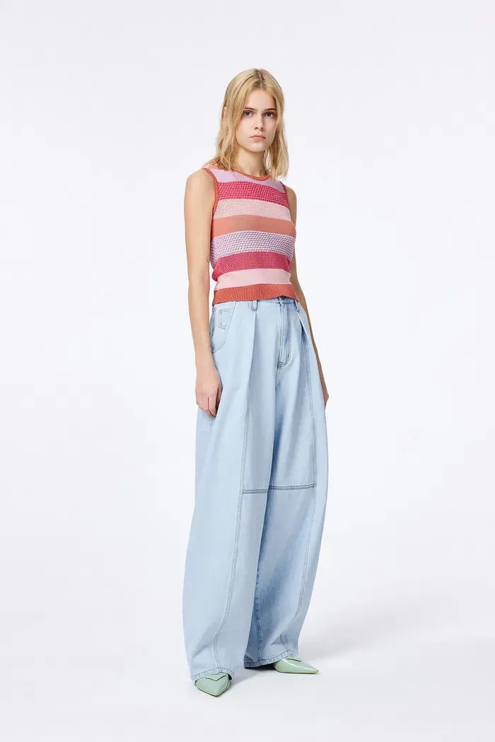Cara Striped Sleeveless Top in Cotton Knit