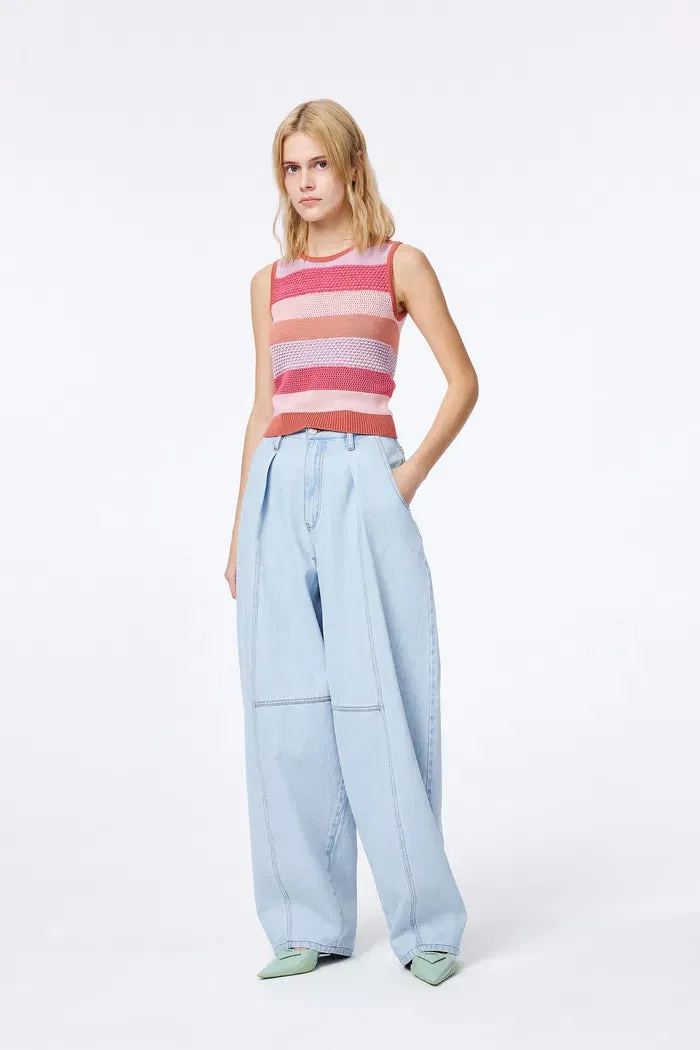 Cara Striped Sleeveless Top in Cotton Knit