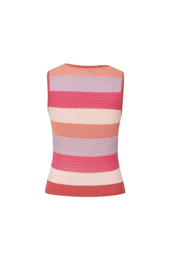 Cara Striped Sleeveless Top in Cotton Knit