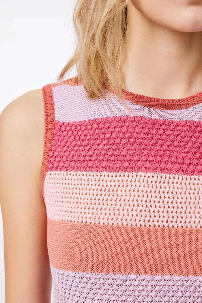 Cara Striped Sleeveless Top in Cotton Knit