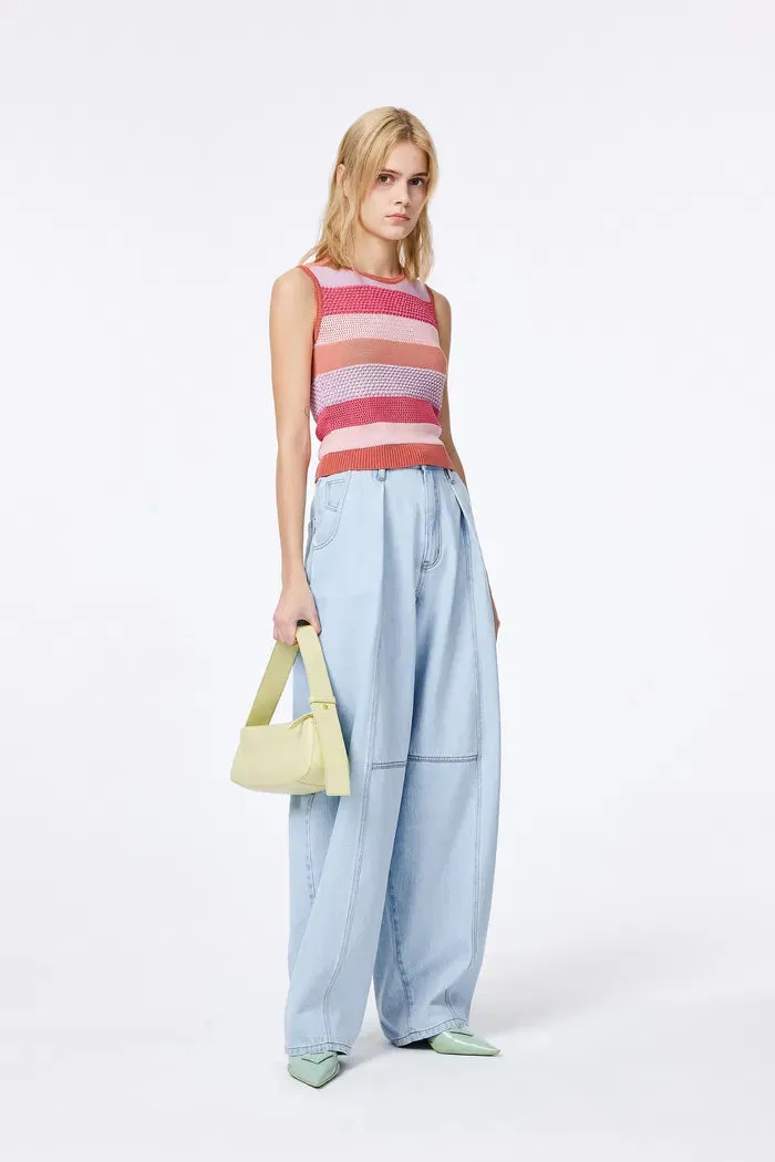 Cara Striped Sleeveless Top in Cotton Knit