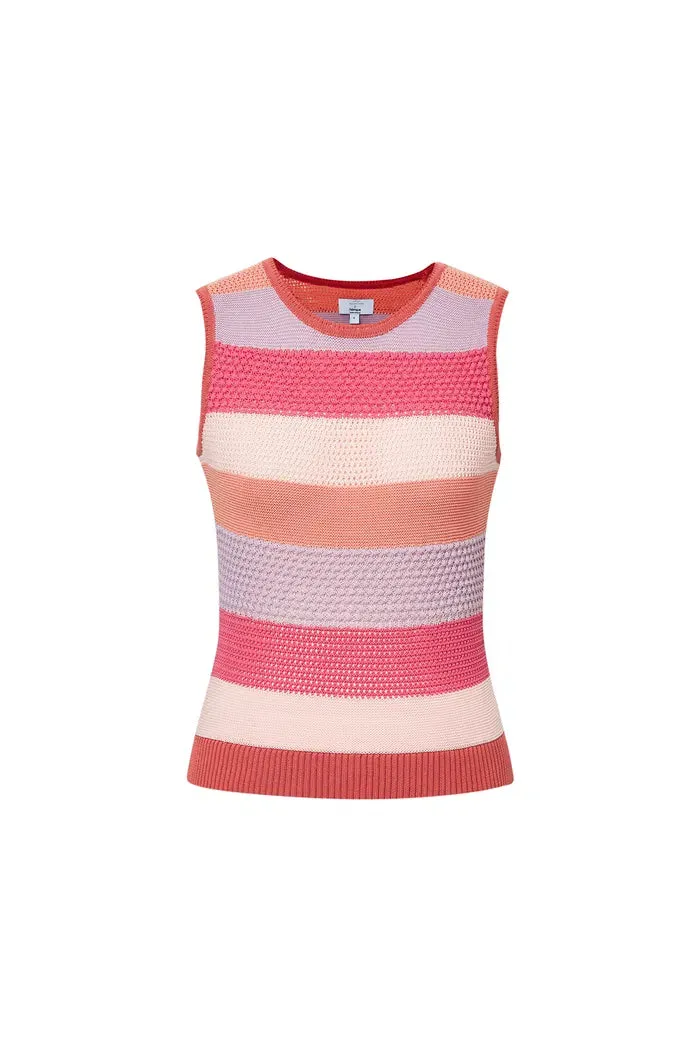 Cara Striped Sleeveless Top in Cotton Knit