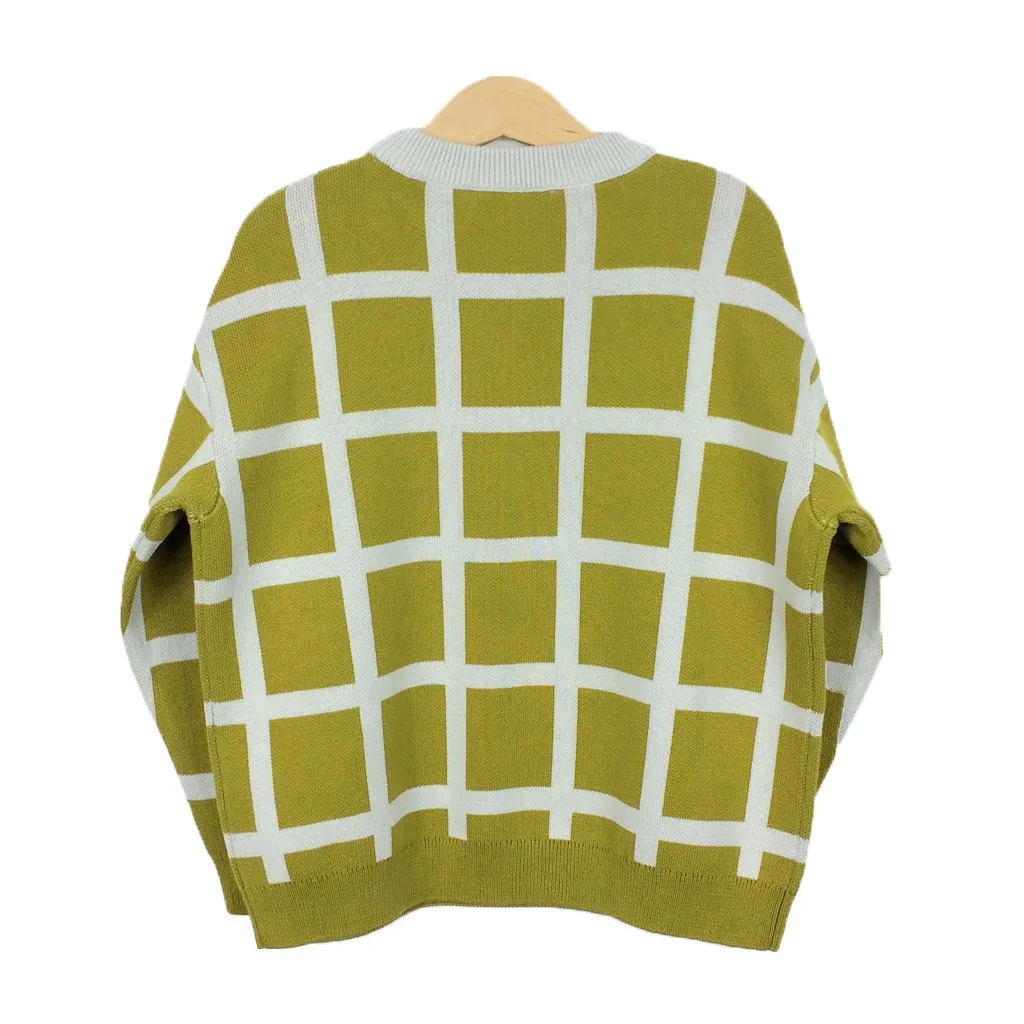 Cardigan Oversized Green Sulpher Grid