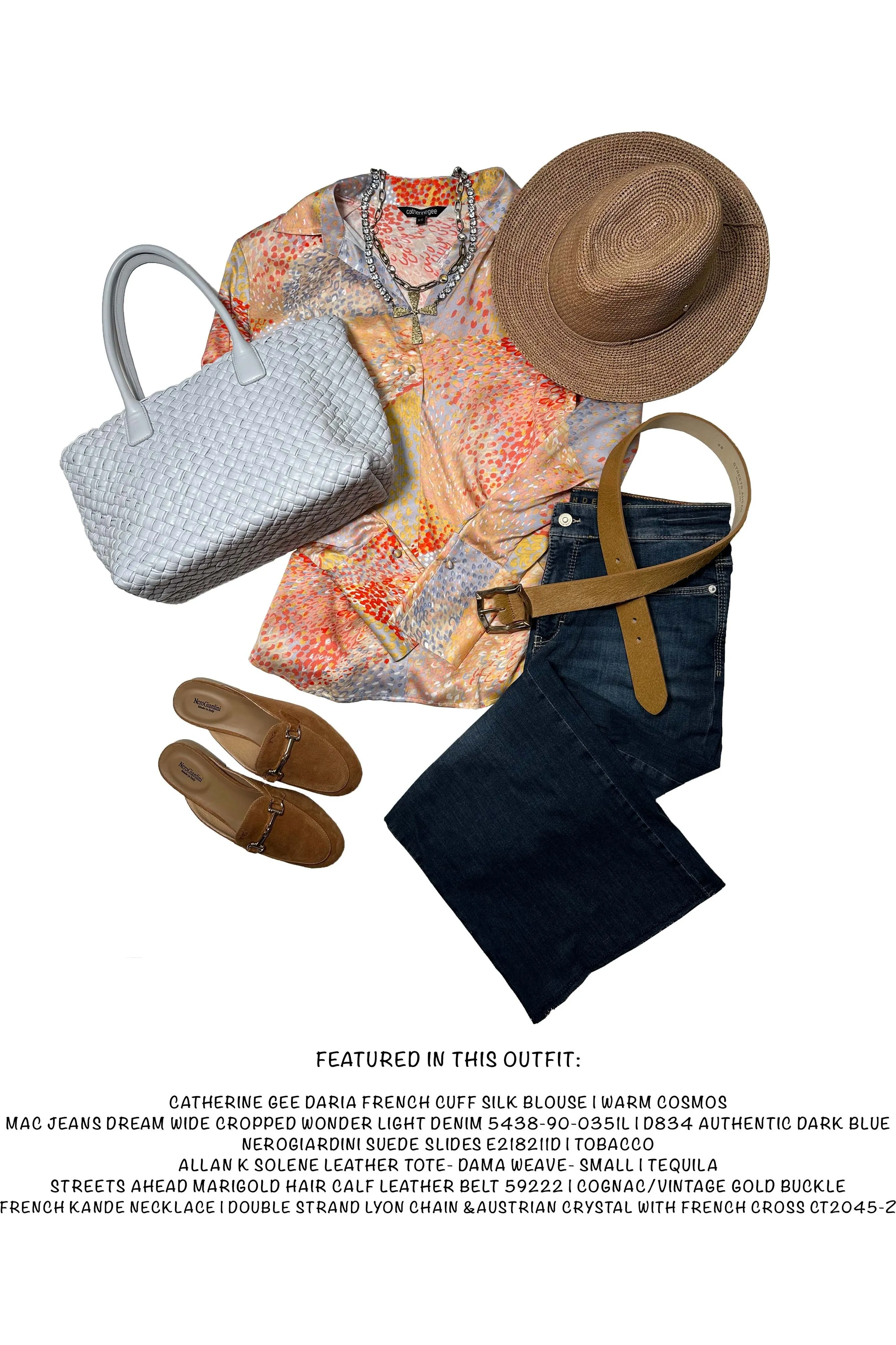 Catherine Gee Daria French Cuff Silk Blouse | Warm Cosmos | Clearance Final Sale