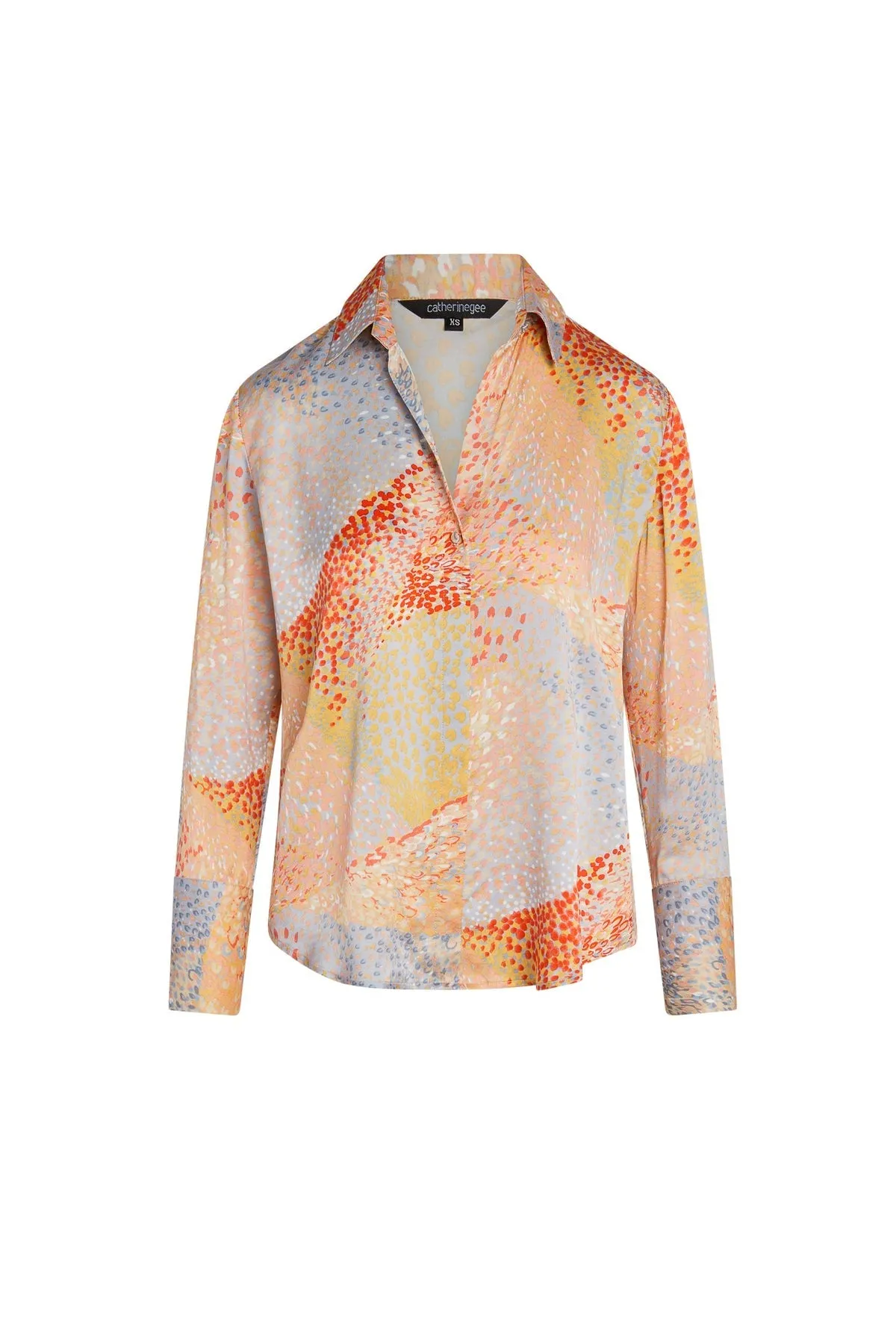 Catherine Gee Daria French Cuff Silk Blouse | Warm Cosmos | Clearance Final Sale