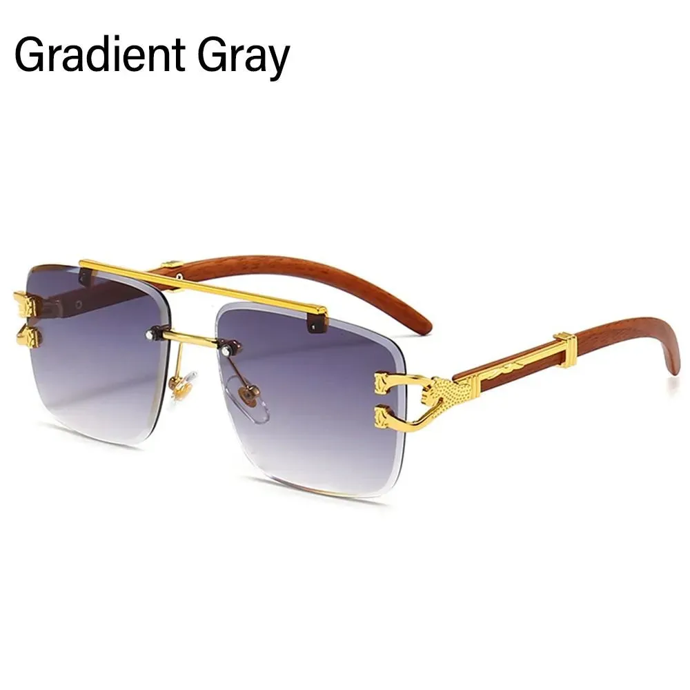 Cheetah Head Sunglasses for Men & Women Rimless Square Sunglasses Vintage Eyewear UV400
