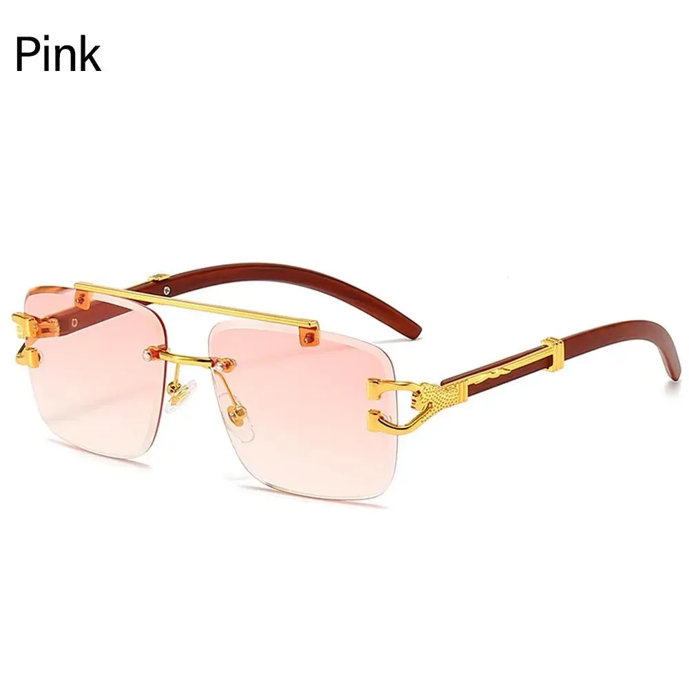 Cheetah Head Sunglasses for Men & Women Rimless Square Sunglasses Vintage Eyewear UV400