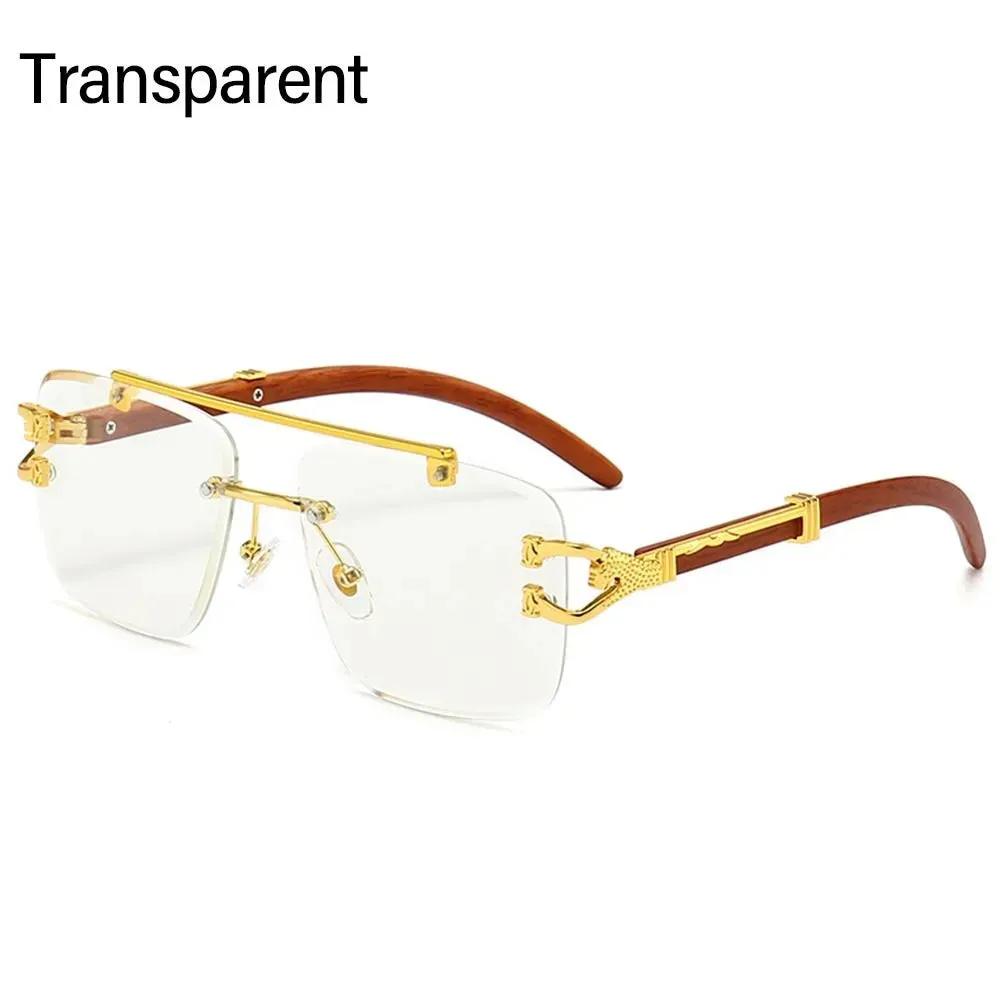 Cheetah Head Sunglasses for Men & Women Rimless Square Sunglasses Vintage Eyewear UV400