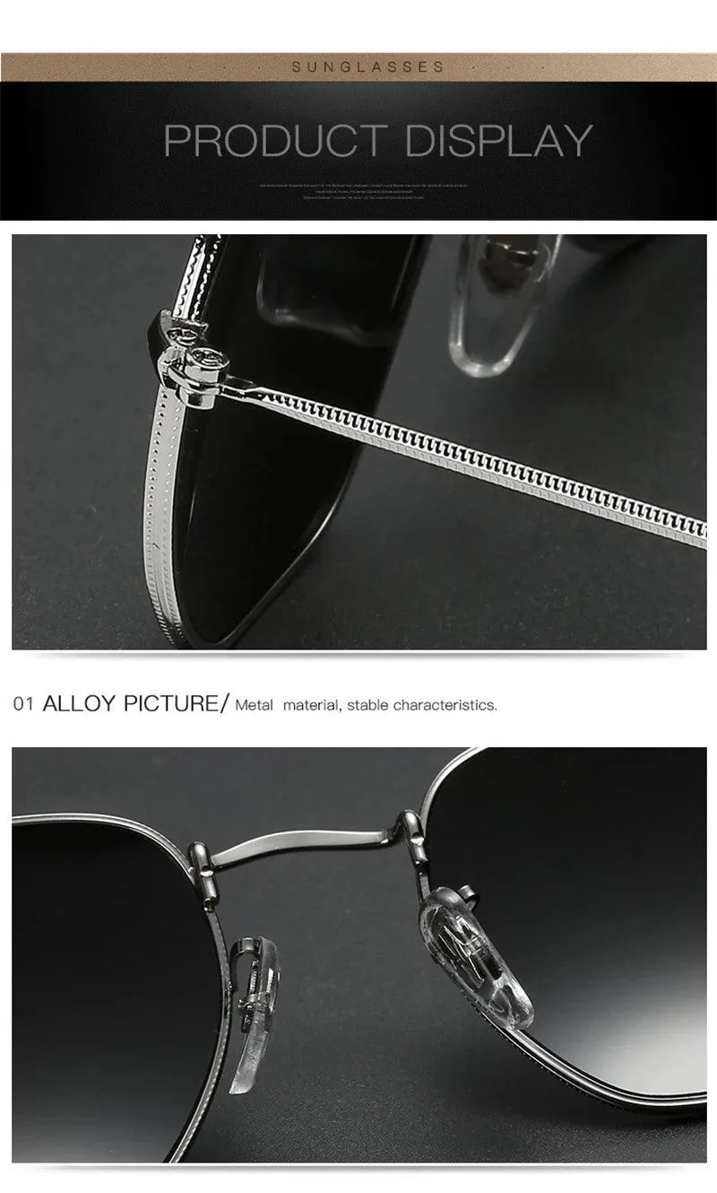 Chic Hexagonal Sunglasses with UV Protection and Timeless Style