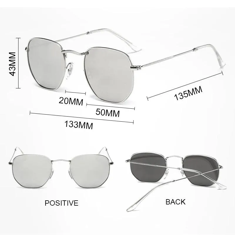 Chic Hexagonal Sunglasses with UV Protection and Timeless Style