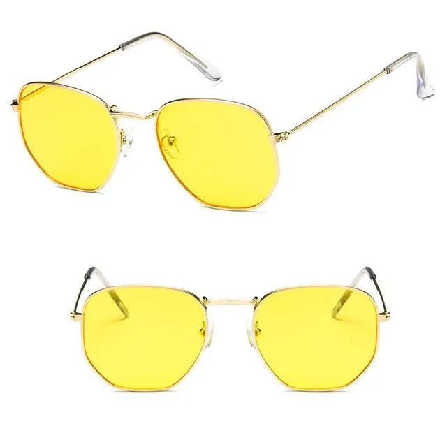 Chic Hexagonal Sunglasses with UV Protection and Timeless Style